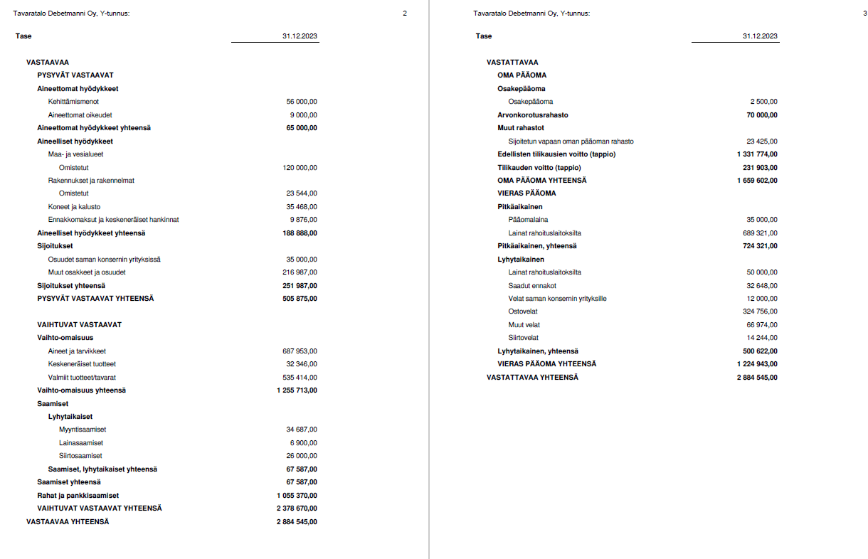 Taseen erien merkitys